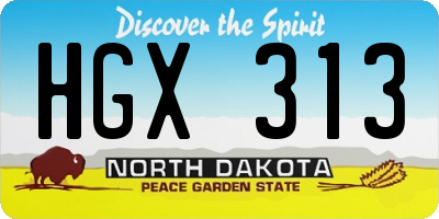 ND license plate HGX313