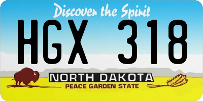 ND license plate HGX318