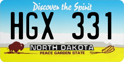 ND license plate HGX331