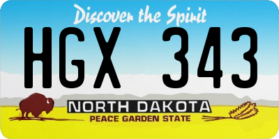 ND license plate HGX343