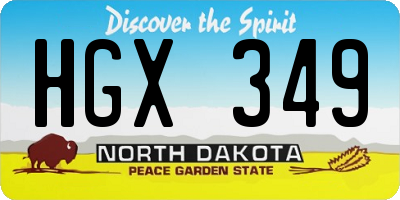ND license plate HGX349