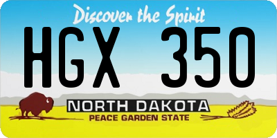 ND license plate HGX350