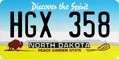 ND license plate HGX358