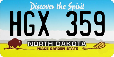 ND license plate HGX359