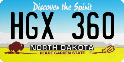 ND license plate HGX360