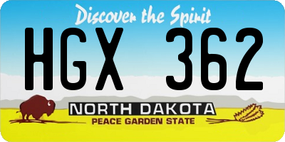 ND license plate HGX362