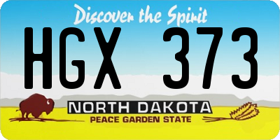 ND license plate HGX373