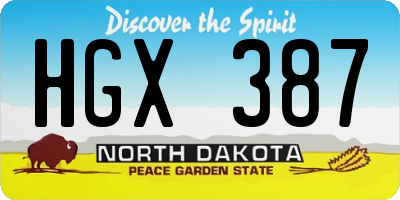 ND license plate HGX387