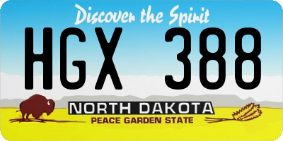 ND license plate HGX388