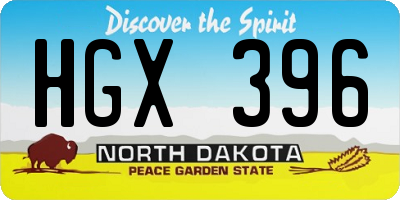 ND license plate HGX396