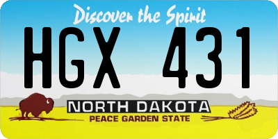 ND license plate HGX431