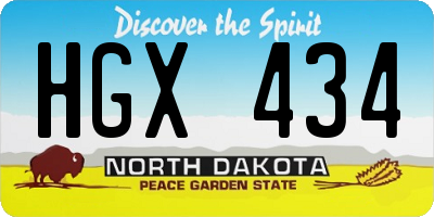 ND license plate HGX434