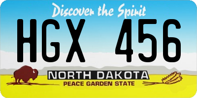 ND license plate HGX456