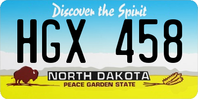 ND license plate HGX458