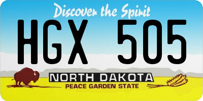 ND license plate HGX505