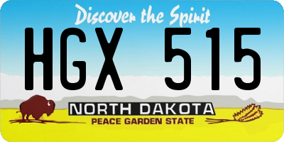 ND license plate HGX515