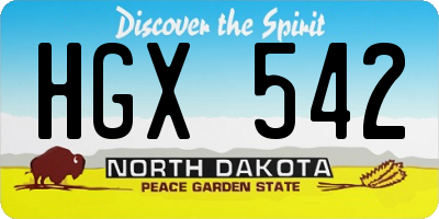 ND license plate HGX542