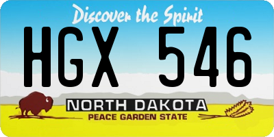 ND license plate HGX546