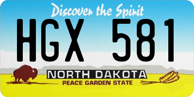 ND license plate HGX581