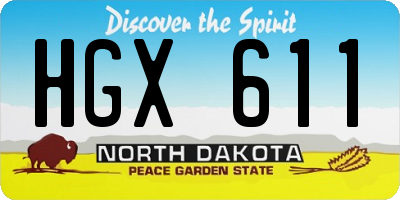 ND license plate HGX611