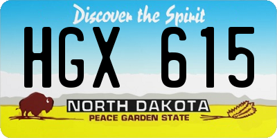 ND license plate HGX615