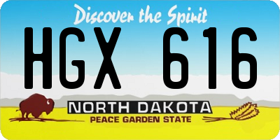 ND license plate HGX616