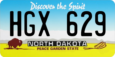 ND license plate HGX629