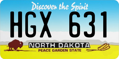 ND license plate HGX631