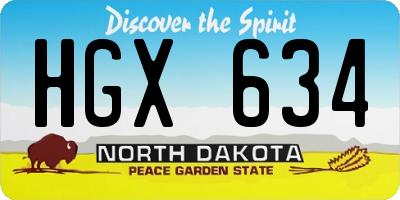 ND license plate HGX634