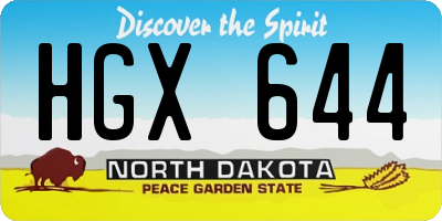 ND license plate HGX644