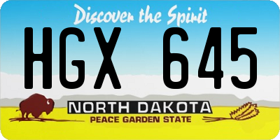 ND license plate HGX645