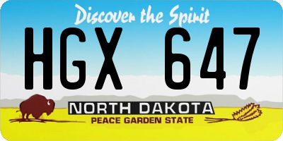 ND license plate HGX647