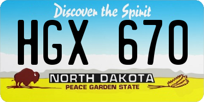 ND license plate HGX670