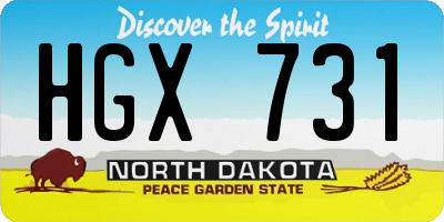 ND license plate HGX731