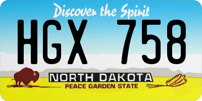 ND license plate HGX758