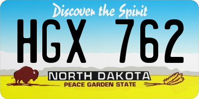 ND license plate HGX762