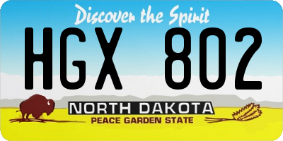 ND license plate HGX802