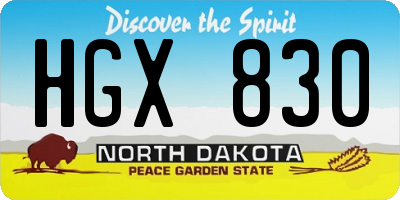 ND license plate HGX830