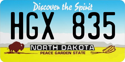 ND license plate HGX835