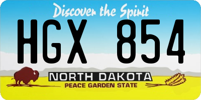 ND license plate HGX854