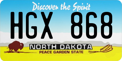 ND license plate HGX868