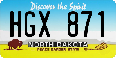 ND license plate HGX871
