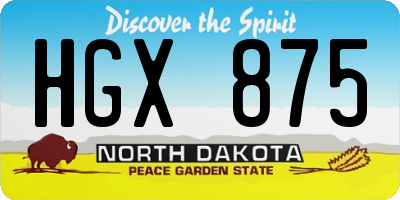 ND license plate HGX875