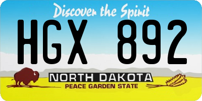 ND license plate HGX892