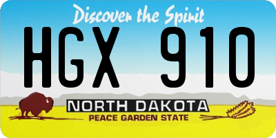 ND license plate HGX910