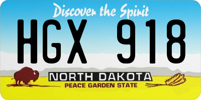 ND license plate HGX918