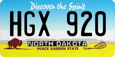 ND license plate HGX920