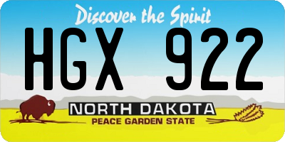 ND license plate HGX922