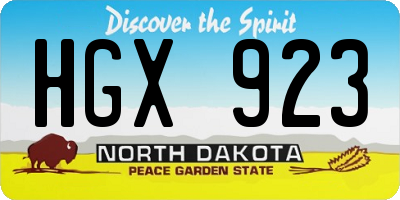 ND license plate HGX923
