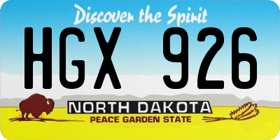 ND license plate HGX926